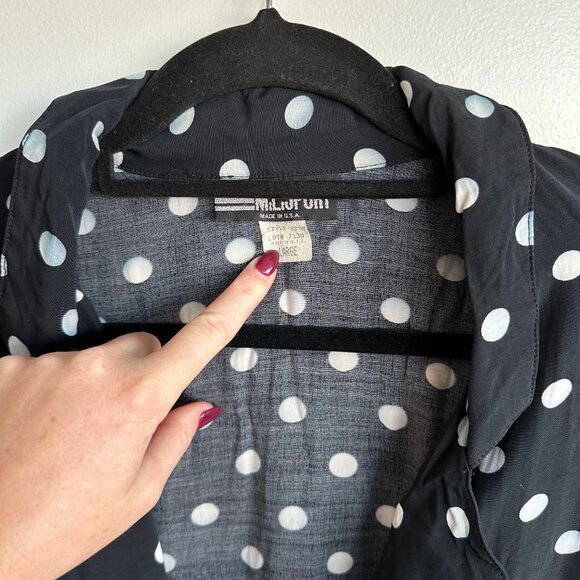 Vintage Black Polka Dot Blouse Cardigan - Picture 3 of 5